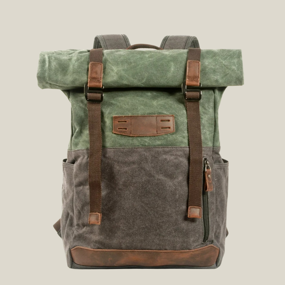 Oakern Explorer Roll-Top Backpack – Waxed Canvas Travel Rucksack