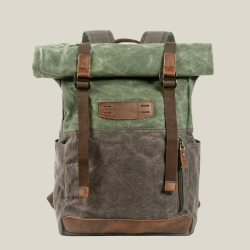 Oakern Explorer Roll-Top Backpack – Waxed Canvas Travel Rucksack