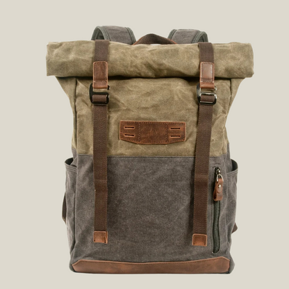 Oakern Explorer Roll-Top Backpack – Waxed Canvas Travel Rucksack