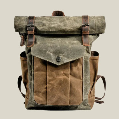 Oakern Pathfinder Backpack – Vintage Waxed Canvas Roll-Top