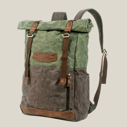Oakern Explorer Roll-Top Backpack – Waxed Canvas Travel Rucksack