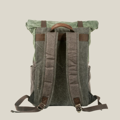 Oakern Explorer Roll-Top Backpack – Waxed Canvas Travel Rucksack