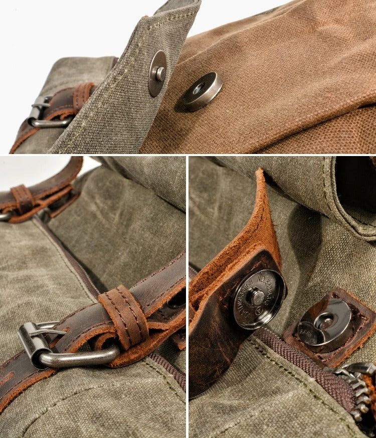 Oakern Pathfinder Backpack – Vintage Waxed Canvas Roll-Top